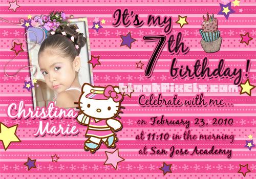 A birthday invite for a 7 year old